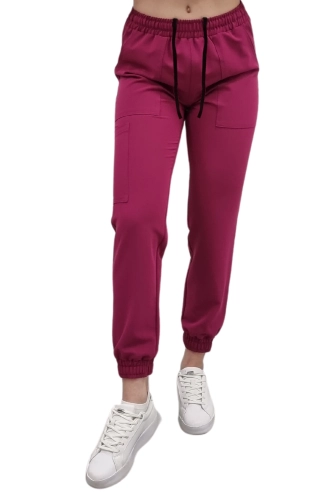 Joggery medyczne w kolorze wiśniowym Casual Premium