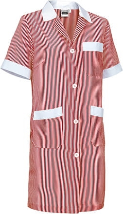 Krótki rękaw fartuch roboczy damski czerwono biały