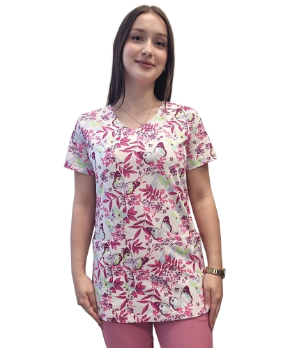 Bluza medyczna we wzorek 100% elastyczna bawełna - wzór W13