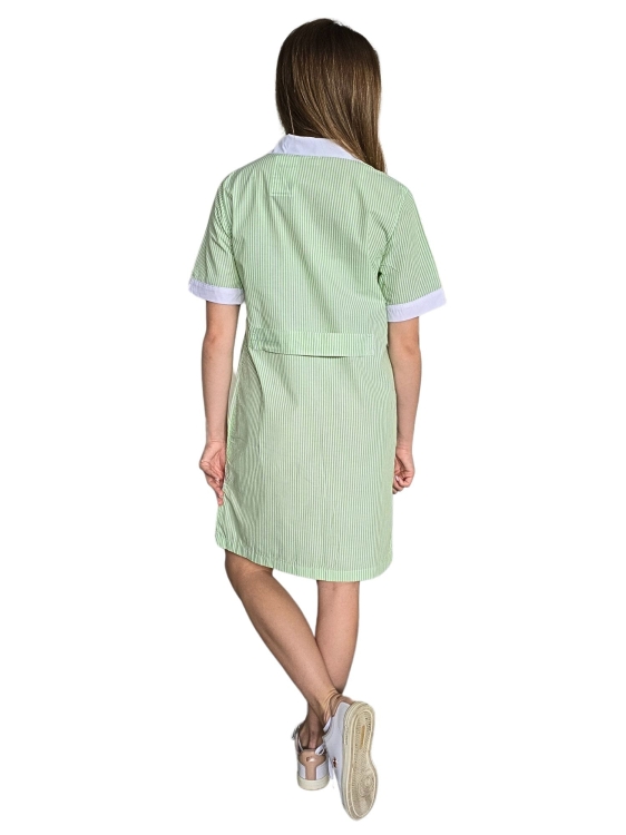 Damski fartuch roboczy krótki rękaw zielono biały