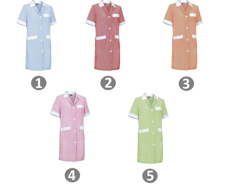 Fartuch roboczy damski krótki rękaw zielono biały