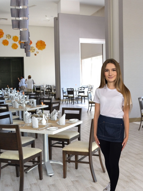 Kelnerski fartuszek barmański długość 29cm jeans