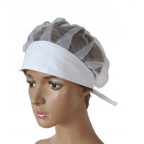 Wiązany czepek gastronomiczny z siatką