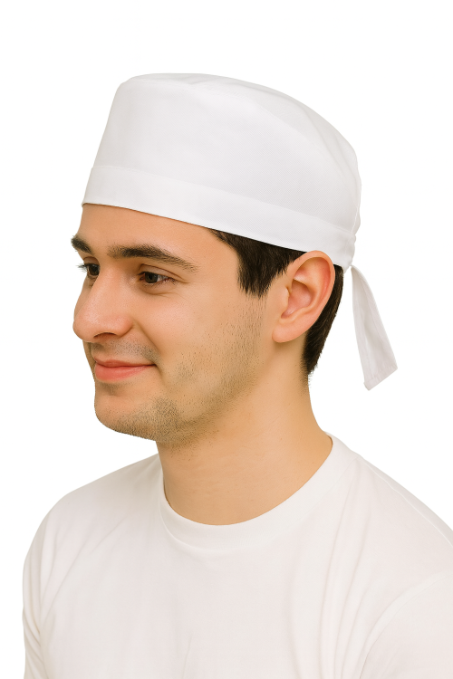 Biała bandana kucharska dla szefów kuchni