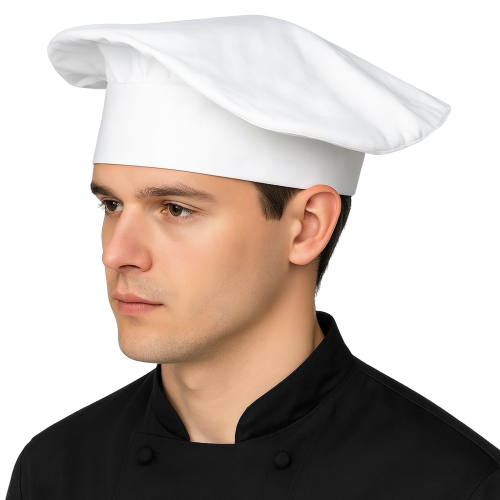 Bílá nízká kuchařská čepice
