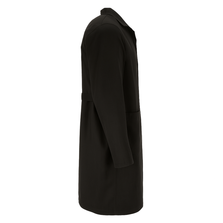 Czarny fartuch laboratoryjny damski na guziki