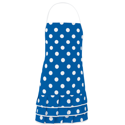 Niebieski fartuch kuchenny dla dzieci z białymi kropkami