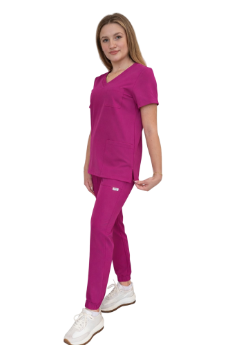 Medyczny purpurowy Damski komplet  scrubs CASUAL PREMIUM
