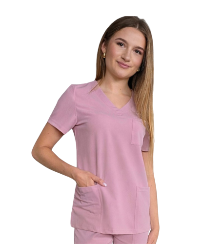 Bluza medyczna w kolorze pudrowy róż dla kobiet
