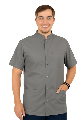 Szara bluza lekarska męska ze stójką