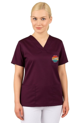 Bluza medyczna śliwkowa z własnym nadrukiem kreator online model M80 unisex.jpg