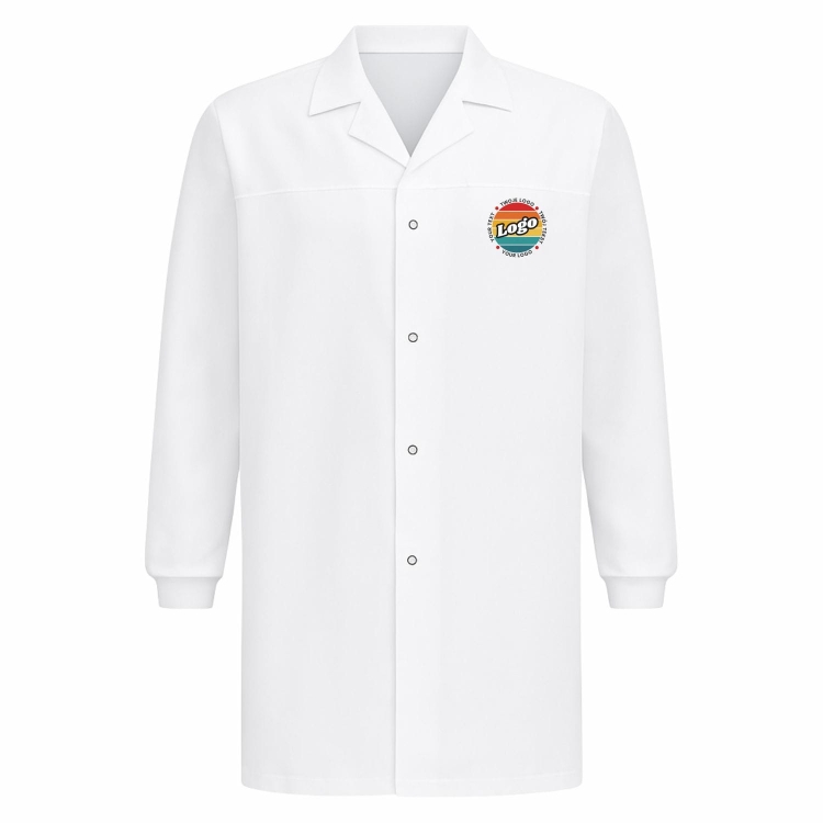 Fartuch laboratoryjny biały unisex z Twomi nadrukiem logo kreator online fartuch przód.jpg