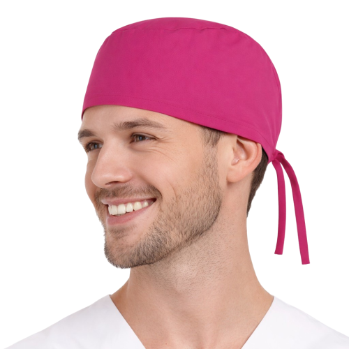 Czepek medyczny chirurgiczny wiązany unisex amarant widok z boku.png