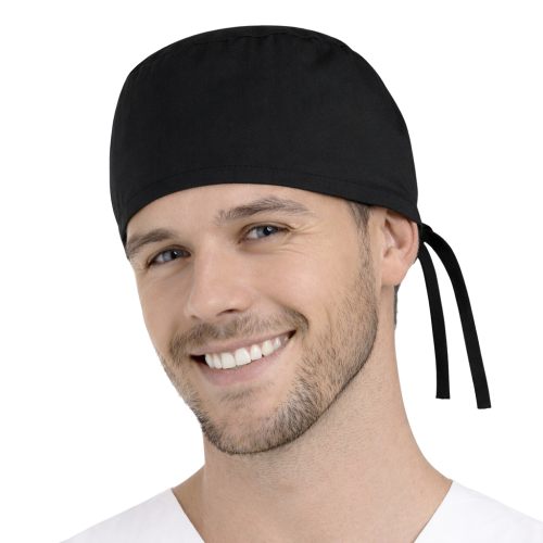Czepek medyczny chirurgiczny wiązany unisex czarny.png