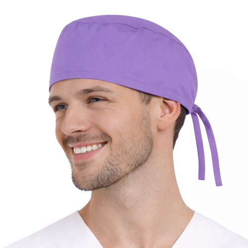 Czepek medyczny chirurgiczny wiązany unisex wrzosowy widok z boku.png