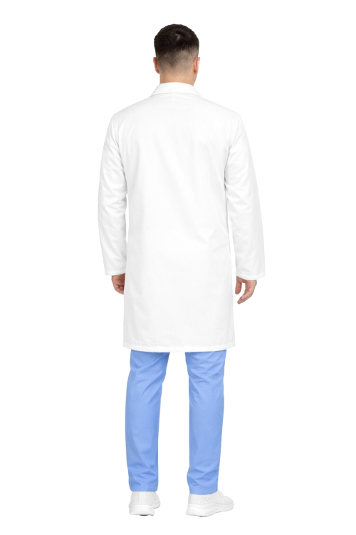 Długi rękaw fartucha medycznego męskiego śnieżnobiałego