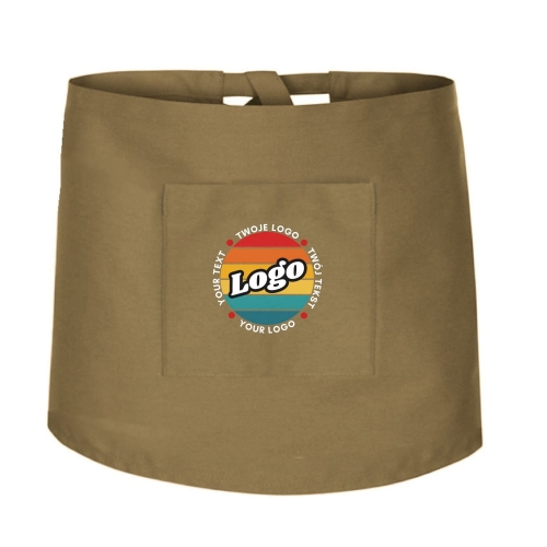 Zapaska kucharska krótka beżowa z kieszonką wiązana długość 40cm z twoim nadrukiem logo.jpg