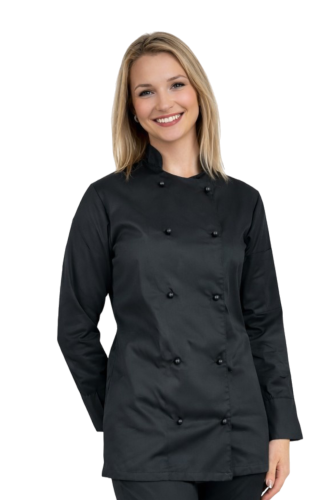 Damska bluza kucharska czarna z długim rękawem