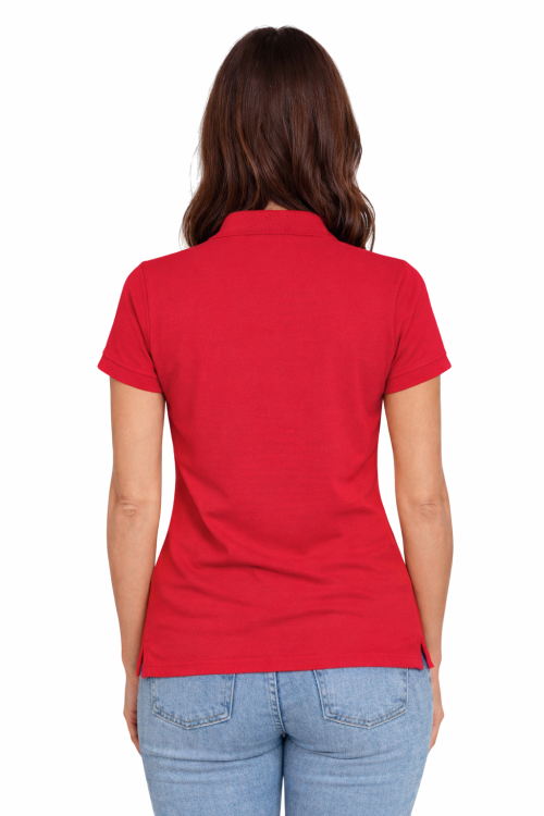 Koszulka polo damska czerwona krótki rekaw tył.png