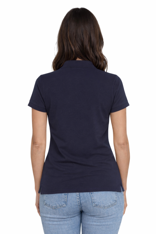Koszulka polo damska granatowa krótki rekaw tył.png