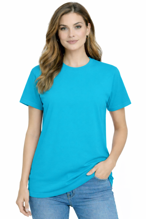 T-shirt damski krótki rękaw 100% bawełna kolor turkusowy.png