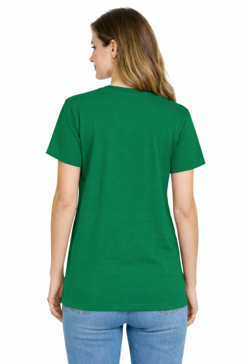 T-shirt damski krótki rękaw 100% bawełna kolor zielony widok z tyłu.png