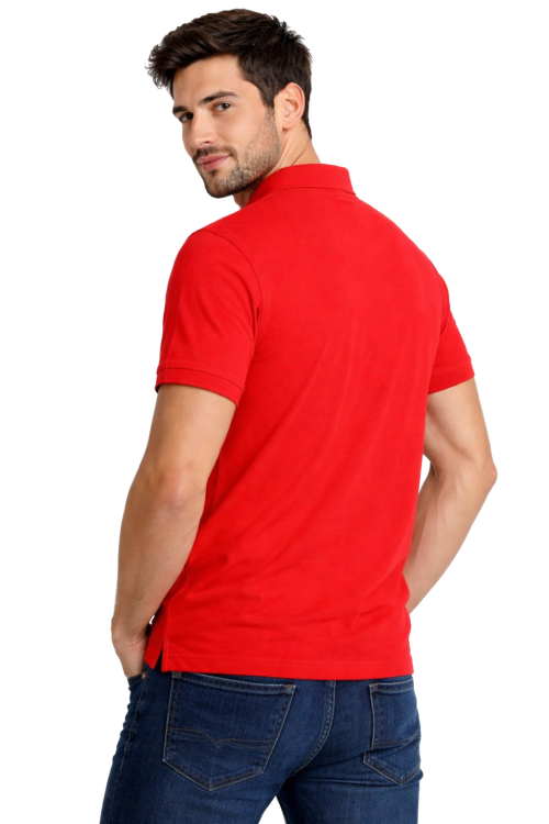 Koszulka polo męska krótki rękaw czerwona widok z tyłu.png