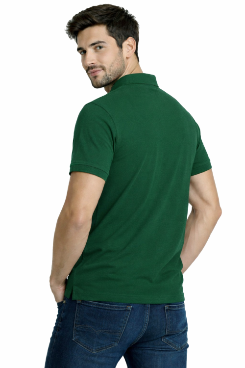 Koszulka polo męska krótki rękaw zielona butelka widok z tyłu.png