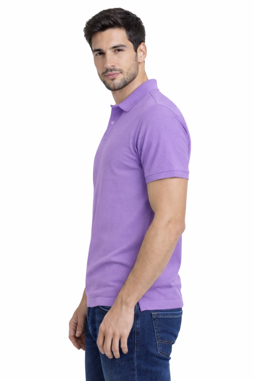 Koszulka polo męska krótki rękaw lawenda widok z boku.png