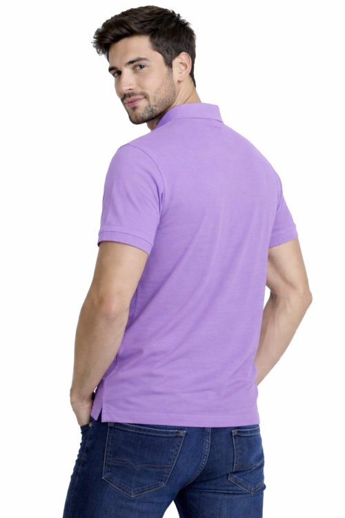 Koszulka polo męska krótki rękaw lawenda widok z tyłu.png