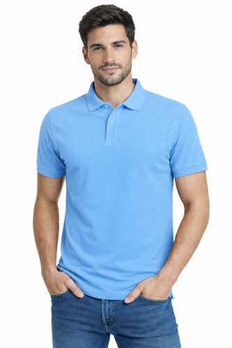 Koszulka polo męska krótki rękaw jasna niebieska.png