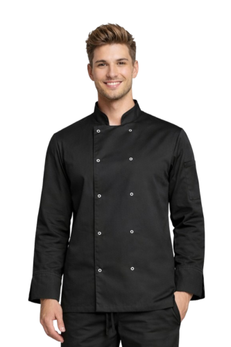 Bluza kucharska na napy z długim rękawem czarna