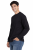 T-shirt męski z długim rękawem 170g czarny widok z boku.png