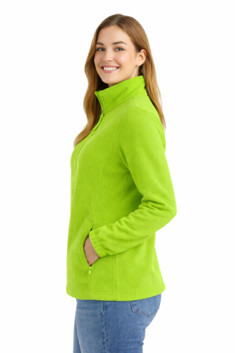 Bluza polarowa damska polar zapinany na zamek limonka widok z boku.png