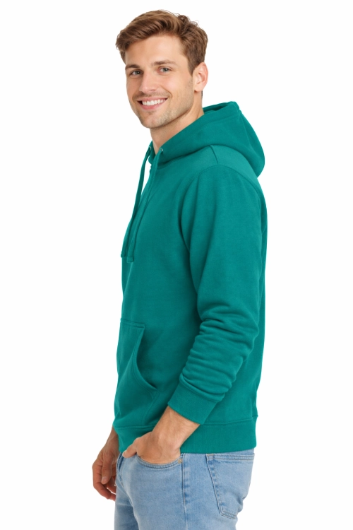 Bluza-dresowa-męska-z-kapturem-i-kieszeniami-kolor-seledynowa-widok-z-boku.png