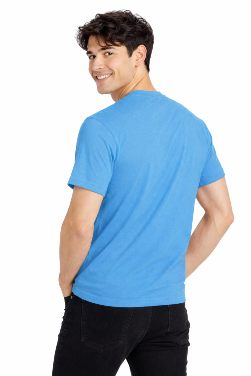 T-shirt męski z krótkim rękawem gramatura 190g niebieski widok z tyłu.png