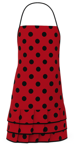 Czerwony fartuch kuchenny dla dorosłych w kropki