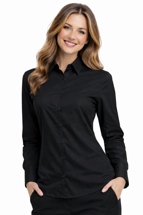 Koszula damska długi rękaw czarna.png