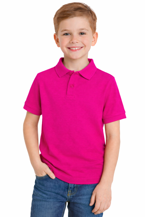 Koszulka polo dziecięca dla chłopca i dziewczynki w wieku 3-14 lat fuksja.png