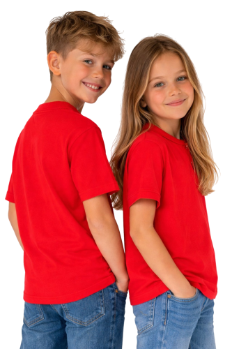 T-shirt dziecięcy dla chłopca i dziewczynki kolor czerwony widok z boku.png