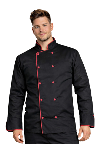 Bluza kucharska męska z bordową lamówką