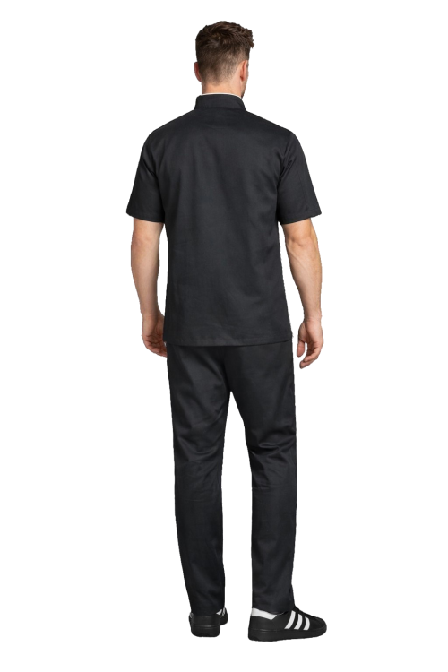 Profesjonalny zestaw szefa kuchni – czarny z biała lamówką