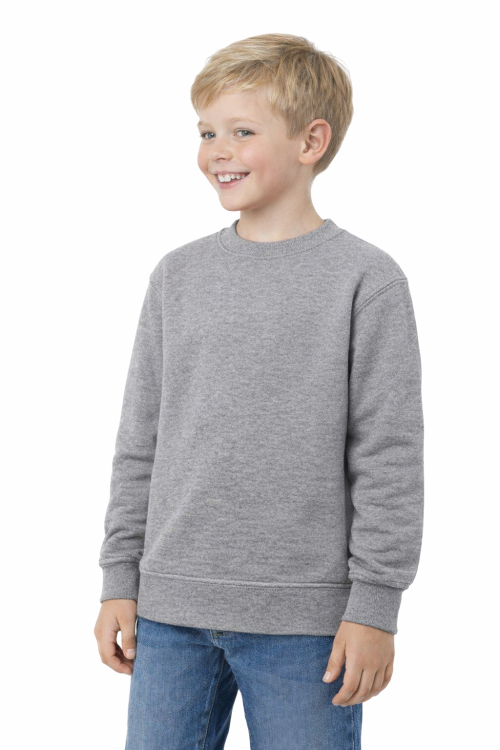 Bluza sportowa dziecięca wkładana przez głowę długi rękaw dla chłopca i dziewczynki szara widok chłopca.png