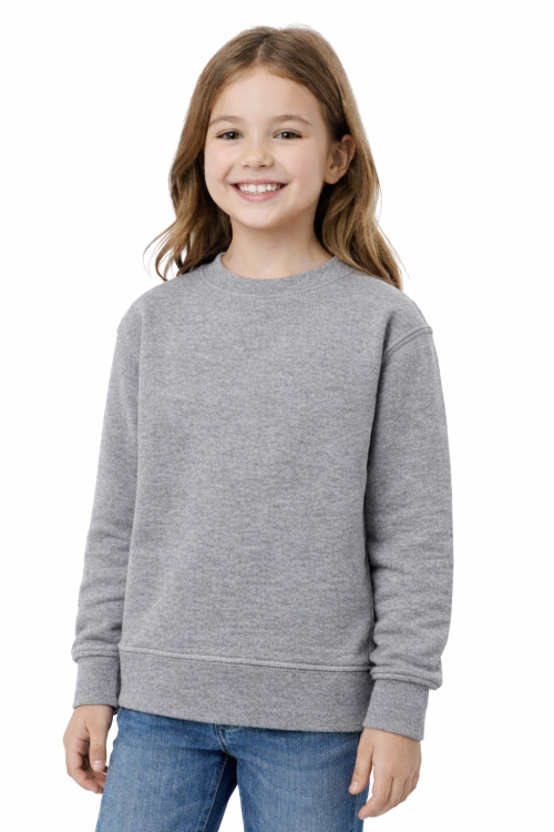 Bluza sportowa dziecięca wkładana przez głowę długi rękaw dla chłopca i dziewczynki szara widok dziewczynki.png