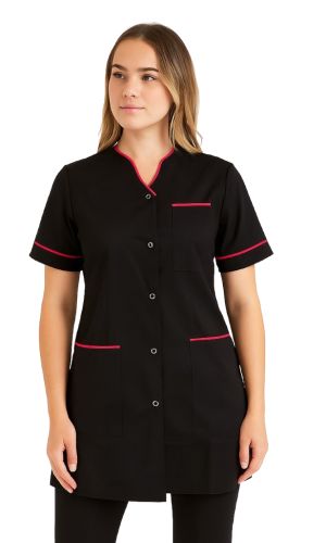 Żakiet medyczny damski czarny z różową lamówką