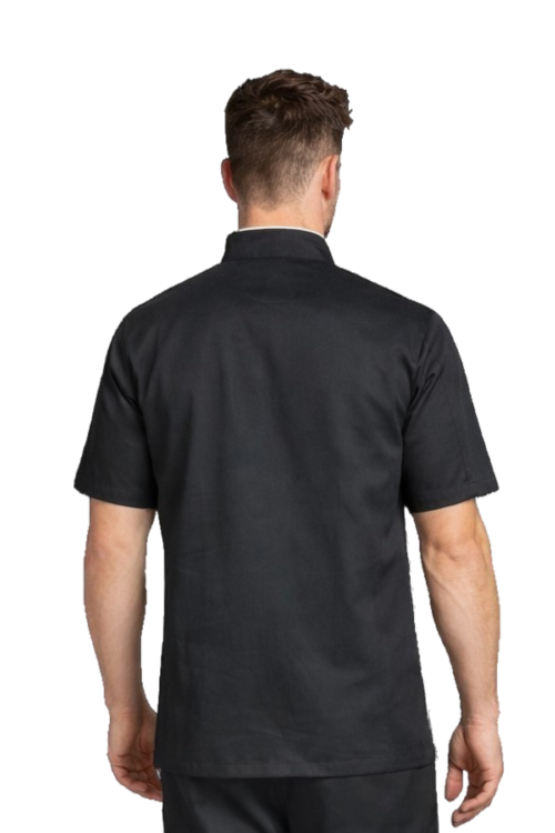 Bluza kucharska męska czarna  z białą lamówką