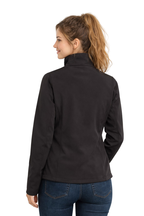 Kurtka damska softshell z kieszeniami zapinanan na zamek kolor czarny widok z tyłu.png