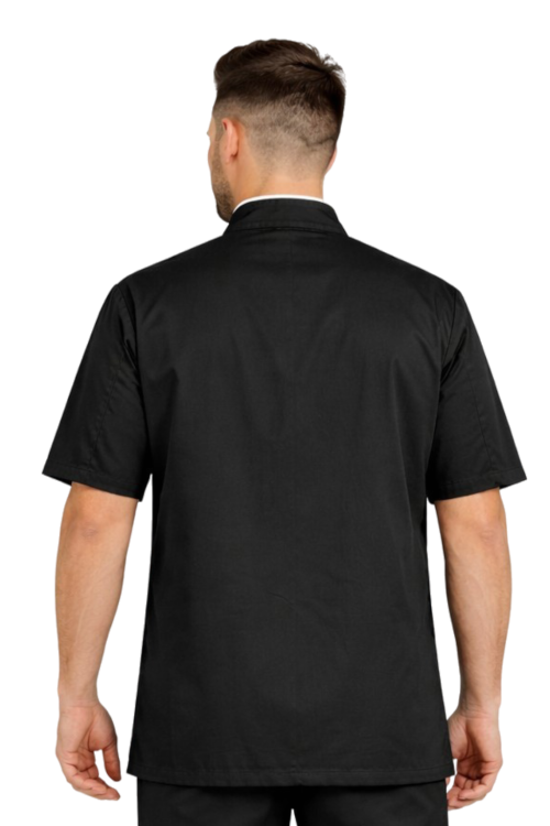 Bluza kucharska czarna z białą lamówką ,krótki rekaw