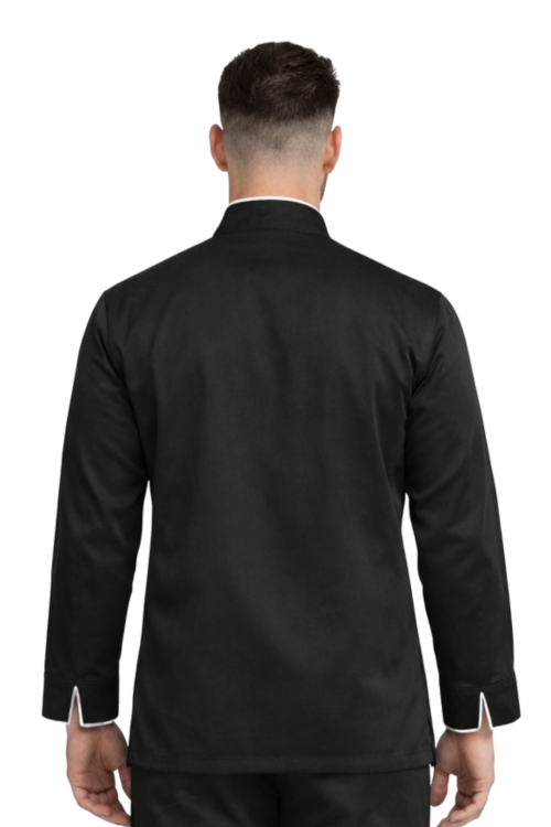 Czarna bluza kucharska na zatrzaski z długim rękawem