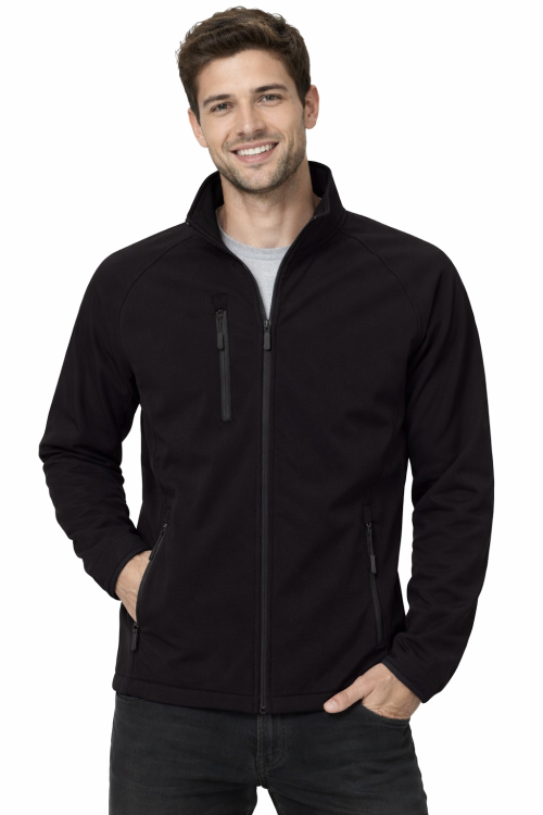 Kurtka męska softshell z kieszeniami zapinana na zamek kolor czarny.png